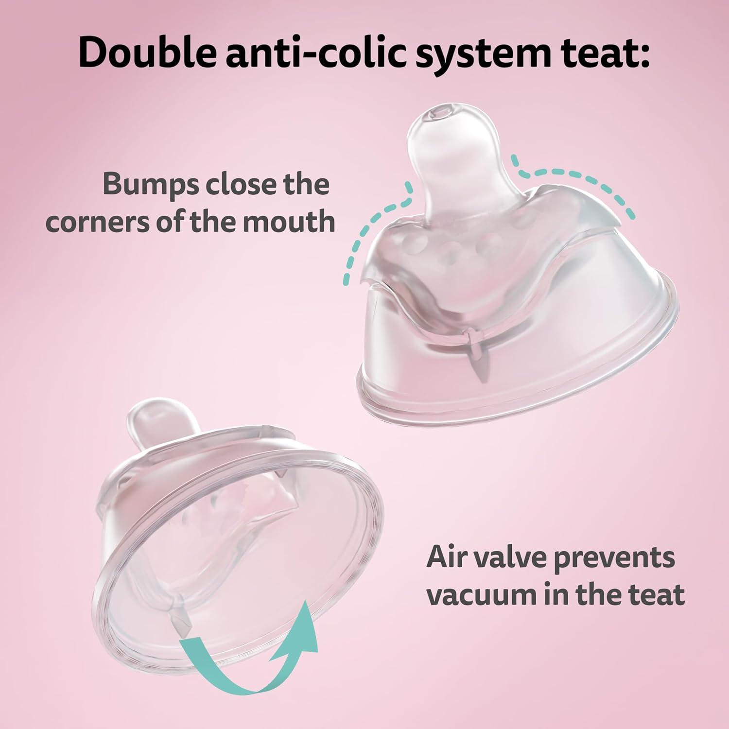 image:imageHerobility AntiColic Baby Bottles 5 fl oz 140 ml Pack of 3 Newborn Baby Bottles Slow Flow Plastic Bottles BreastShaped Teat for Breastfed Babies Small Baby Bottles Swedish Design PurpleA2 White Gray Iron Blue Blue