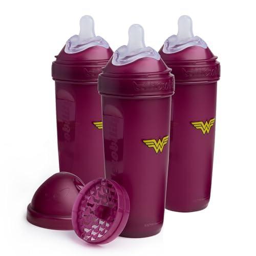 image:imageHerobility AntiColic Baby Bottles 85 fl oz240ml Pack of 3 Plastic Baby Bottles Medium Flow Plastic Bottles BreastShaped Teat for Breastfed Babies Small Baby Bottles Swedish Design SupermanWonder Woman