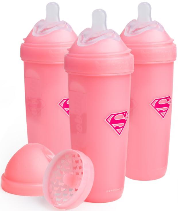 image:imageHerobility AntiColic Baby Bottles 85 fl oz240ml Pack of 3 Plastic Baby Bottles Medium Flow Plastic Bottles BreastShaped Teat for Breastfed Babies Small Baby Bottles Swedish Design SupermanSupergirl