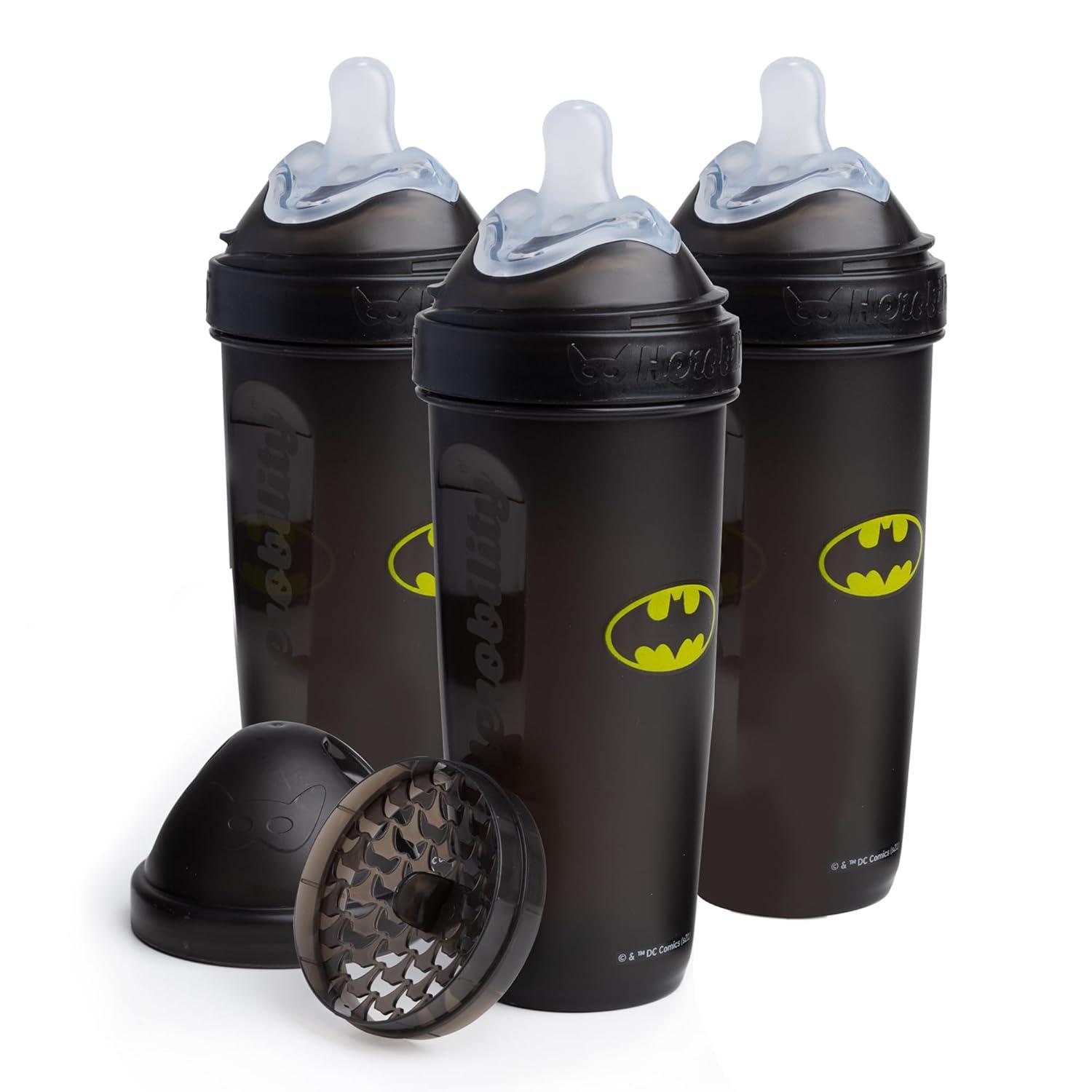 image:imageHerobility AntiColic Baby Bottles 85 fl oz240ml Pack of 3 Plastic Baby Bottles Medium Flow Plastic Bottles BreastShaped Teat for Breastfed Babies Small Baby Bottles Swedish Design SupermanBatman