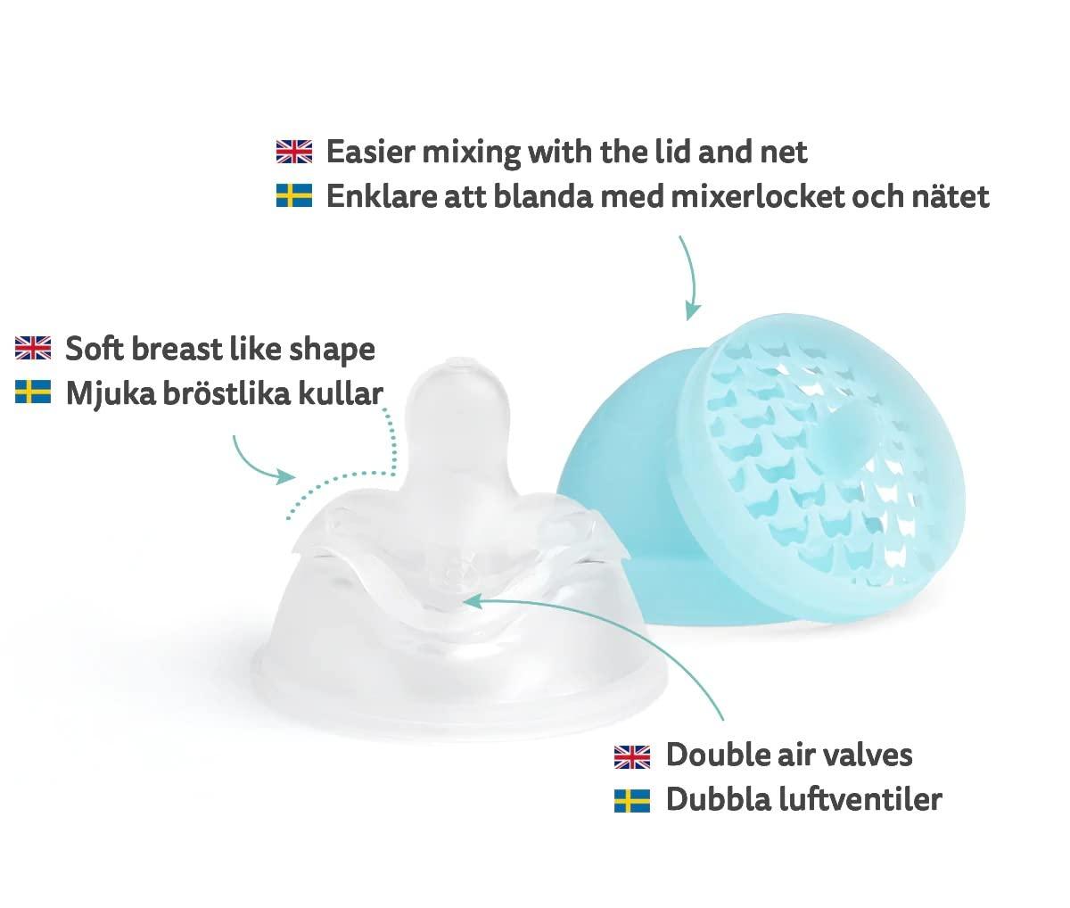 image:imageHerobility Double AntiColic Baby Bottle AwardWinning Hero Baby Bottles Soft Breast Like Teat Easy Mixing Lid amp Net Safe amp Environment Friendly Materials 240ml85 fl oz Iron Blue