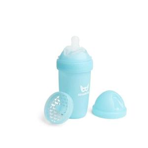 image:imageHerobility Double AntiColic Baby Bottle  AwardWinning Hero Baby Bottles  Soft Breast Like Teat Easy Mixing Lid amp Net  Safe amp Environment Friendly Materials  240ml85 fl oz Iron Blue
