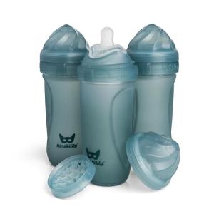 image:imageHerobility Glass Baby Bottle  11 fl oz320 ml  3 Pack  Heat Sensing ColorChanging Bottle with Double AntiColic Nipple  Silicone Coating  Breastlike Nipples for Newborn Babies  Teal Color