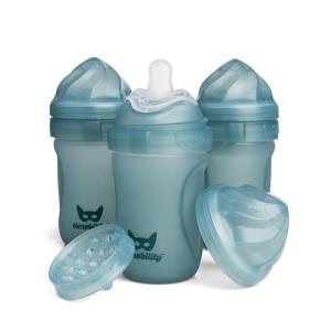 image:imageHerobility Glass Baby Bottle  78 fl oz220 ml  3 Pack  Heat Sensing ColorChanging Bottle with Double AntiColic Nipple  Silicone Coating  Breastlike Nipples for Newborn Babies  Teal Color
