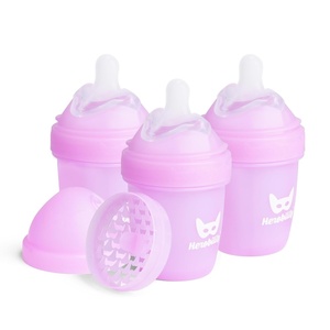 image:imageHerobility AntiColic Baby Bottles 85 fl oz240ml  Pack of 4 Plastic Baby Bottles Medium Flow Plastic Bottles BreastShaped Teat for Breastfed Babies  Multicolor  Denim Black Dusky Green GrayA6 Purple